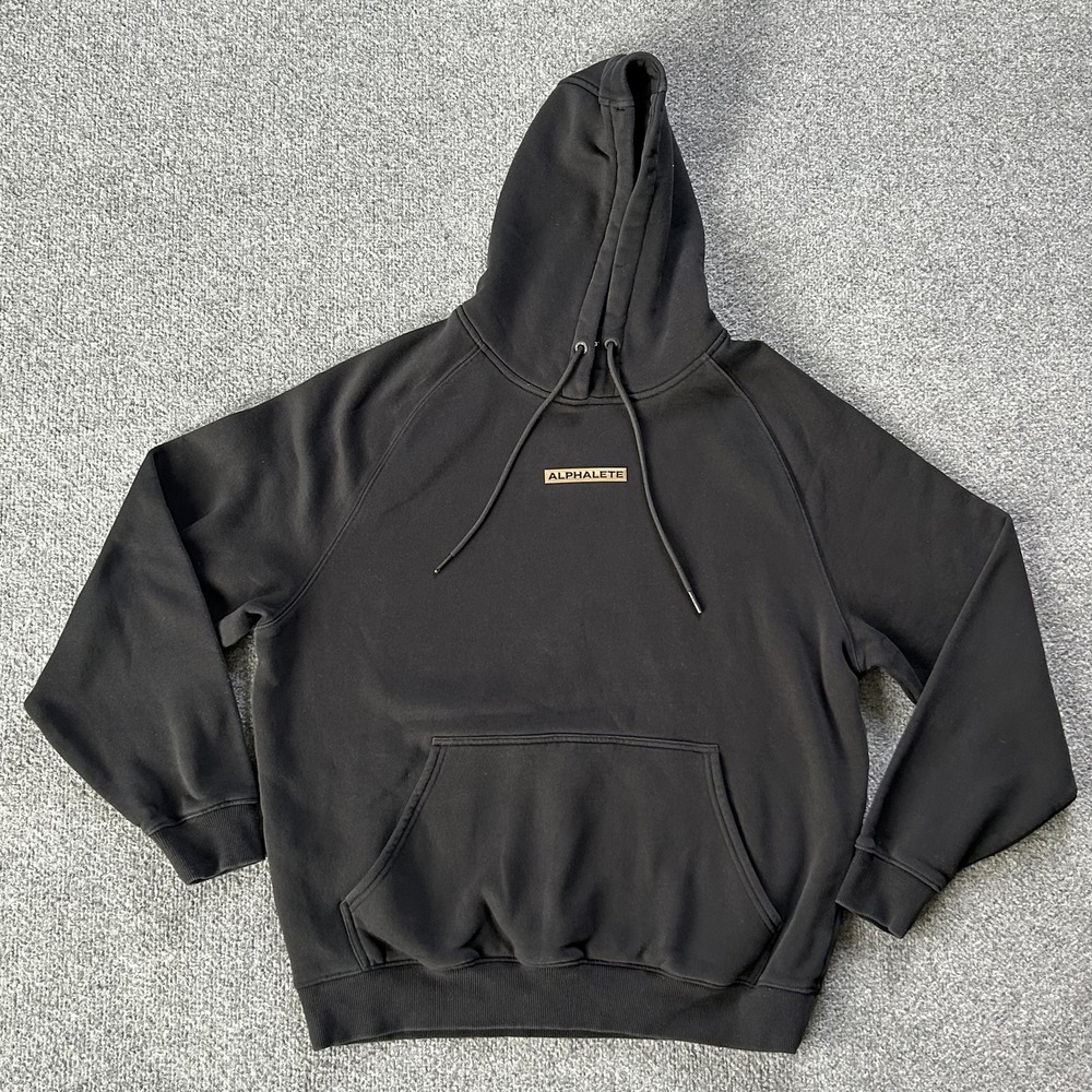 Alphalete Hoodie Mens Large Black Fleece Pullover Learn More Dream More Graphic‎